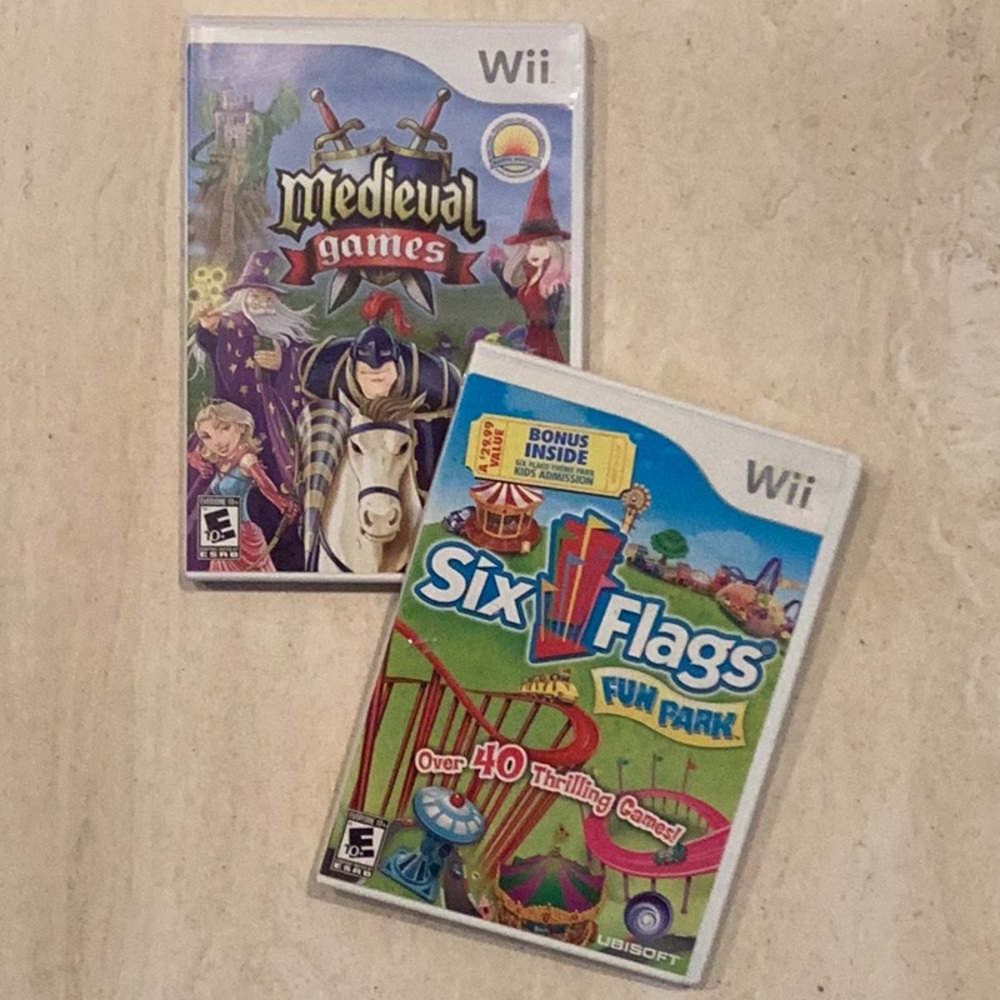 Six Flags Fun Park Nintendo Wii Game & Medieval Games Nintendo Wii Lot Of 2 CIB